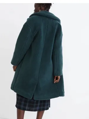 Madewell (Re)sourced Sherpa Teddy Coat NC578 Womens Medium Green Boucle Plush thumbnail 3