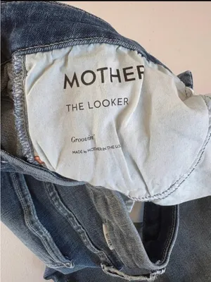 MOTHER Blue Denim Jeans with Copper Button Detail thumbnail 7