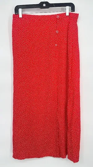 TravelSmith Red Polka Dot Wrap Maxi Skirt Medium Retro Rockabilly Old‎ Hollywood thumbnail 1