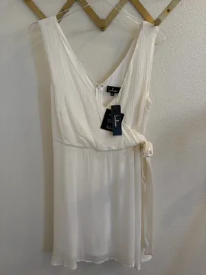 NWT Lulu’s Wonderful Ways White Faux Wrap Skater Dress XL thumbnail 5