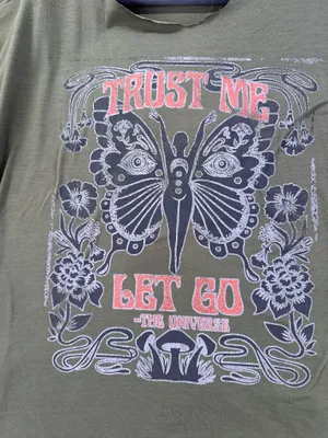 Trust Me Let Go.. The Universe Butterfly Green Top Size L/XL thumbnail 6