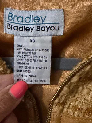 Bradley by Bradley Bayou Y2K Wool Metallic Tweed & Genuine Leather Zip Jacket XS thumbnail 8