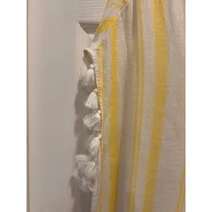 C&C California Women Yellow White Striped Tassel Trim Swim Cover Up Tunic Large thumbnail 4