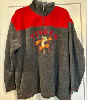Disney Vtg 90s/y2k Pooh Tigger quarter zip fleece top Sz Large thumbnail 1