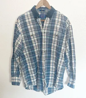 Pendleton Women’s 100% Cotton Blue White Long Sleeve Casual Button Front Shirt thumbnail 1