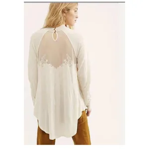 Free People Saheli Embroidered Long Sleeve Tunic Top Women's XS‎ Cream Boho Chic thumbnail 10