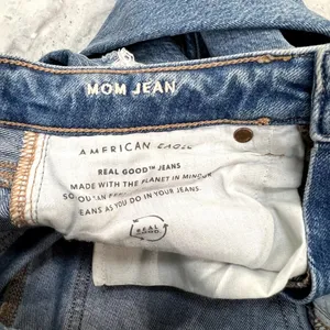 American Eagle Mom Jean‎ Size 00 Blue Stretch Mid-Rise Distressed Blown Knees thumbnail 10