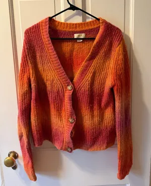 Maeve by Anthropologie Ombre Knit Cardigan | Pink & Orange | XS thumbnail 1
