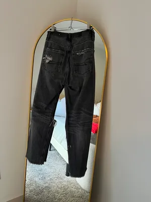 American Eagle Black Distressed High Waisted Relaxed Fit Jeans thumbnail 4