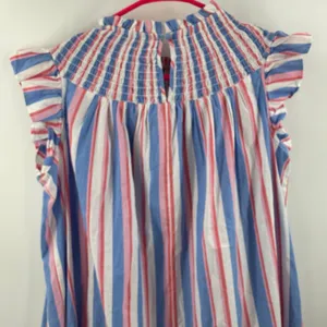 Crown & Ivy Dress Women’s Size Small Flutter Sleeve Smocked Stripe Patriotic NWT thumbnail 13