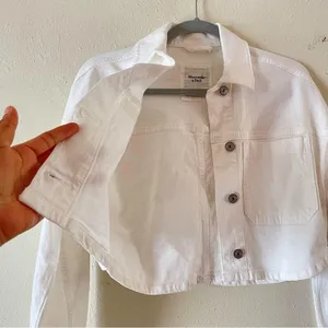 Abercrombie & Fitch White Cropped Denim Jacket size XS boyfriend Boxy fit thumbnail 6