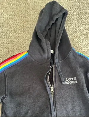 Spiritual Gangster Rainbow Stripe Love More Meditation Zip-Front Sweatshirt Hood thumbnail 6