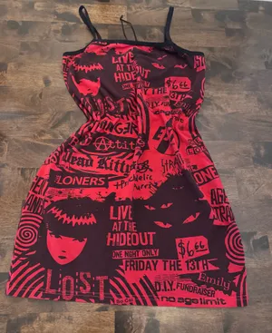 Dolls Kill x Emily the Strange Age of Strange Mini Dress L NWOT thumbnail 1