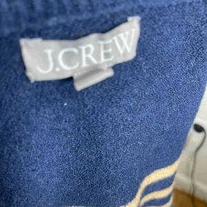 J. Crew Navy and Tan Striped chunky crewneck Sweater size XL thumbnail 6