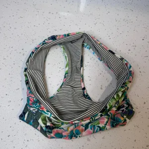 Prana Reversible Bikini Bottoms Tropical Floral Striped‎ Olive Green Small S thumbnail 4