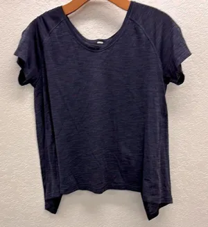 Lululemon Dark Purple Heathered Lightweight Short Sleeve Open Back Top Shirt 4 thumbnail 1