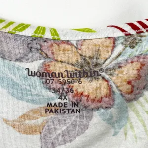 Woman Within Plus Size 34/36W Top‎ 4X Floral Babydoll White Tropical Pockets 105 thumbnail 10