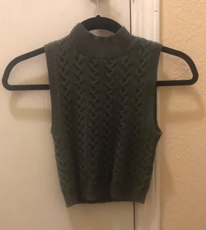 Dark Green Cable Knit Crop Top thumbnail 2