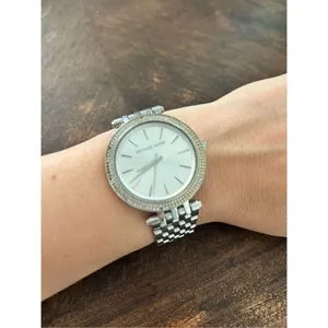 Michael Kors silver color faux diamond watch fits a small wrist 5 inches laying thumbnail 5