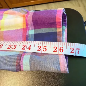 American Eagle Size XL Women's Purple Plaid Button Down Shirt 100% Cotton thumbnail 7