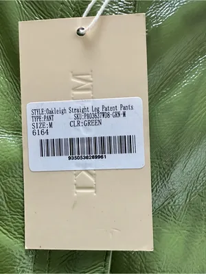MESHKI Oakleigh Straight Leg Patent Pants Green Size Medium NWT thumbnail 4