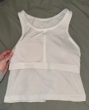 Lululemon White Ebb to Street Cropped Racerback Tank Top thumbnail 5