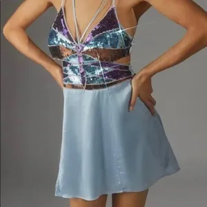 NWOT Urban Outfitters Butterfly Sequin Strappy Satin Mini Dress Size XS thumbnail 5