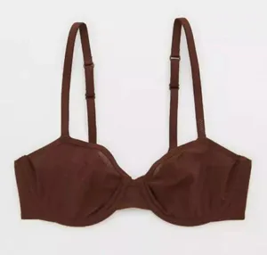 NWT Smoothez by Aerie Mesh Unlined Balconette Bra in Dark Maple Brown - 36C thumbnail 10