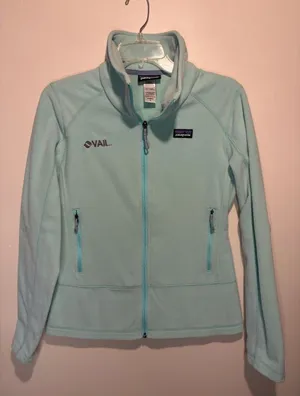 Patagonia Vail Full Zip Fleece Jacket Teal Blue Zip + Inside Pockets Size M Ski thumbnail 1