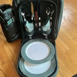 Picnic at Ascot Original Equipped 2 Person Green Picnic Backpack w/ Cooler thumbnail 4