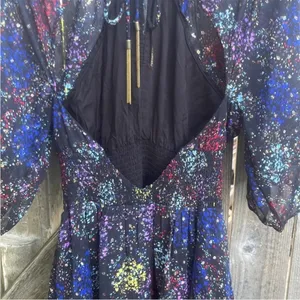EUC Free People Anna Open Back Dress Black Floral Size Medium thumbnail 10