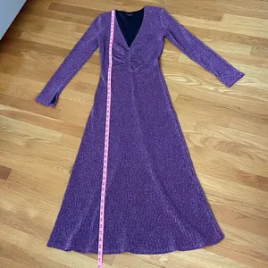 Gina Tricot Purple Long Sleeve Midi Dress Women’s Size XS Glitter Knit thumbnail 5