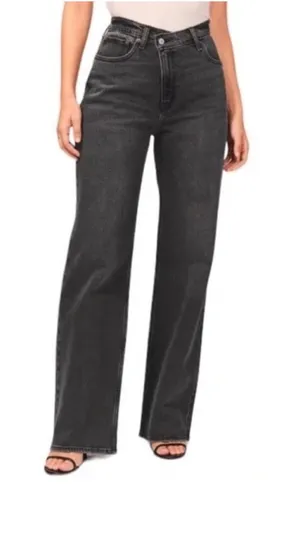 Abercrombie and Fitch 90s Curve Relaxed High Rise Jean Cross Waist Black/Grey 29 thumbnail 1