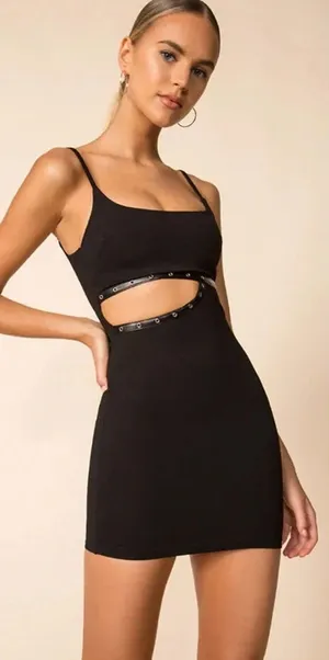 Superdown Kelly‎ Cut Out Dress Black Mini Grommet Size Small thumbnail 1