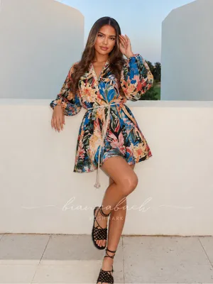 NWT • H&M Tropical Leaf + Floral Mini Tunic Dress thumbnail 7