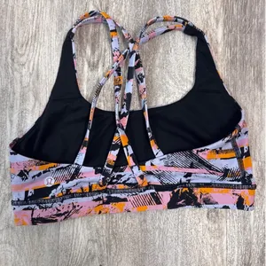 Lululemon‎ Energy Bra High Neck Shatter Weave Desert Teal Multi Size 6 Orange thumbnail 3