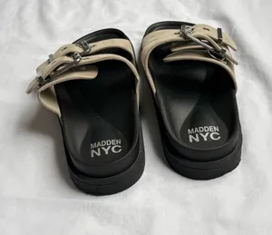 Madden NYC Double Buckle Slide Sandals Beige Black Size 9 thumbnail 5