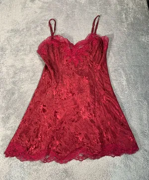 Victoria’s Secret vintage gold label Lace Chemise in Red medium thumbnail 1