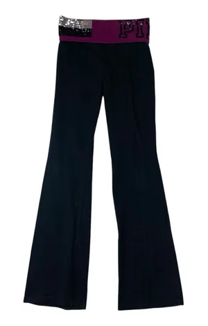 Victoria's Secret Pink Yoga pants size XS sequin y2k flare leggings black purple thumbnail 1
