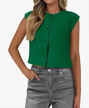 PRETTYGARDEN NEW Green Dressy Career Suit Vest Blazer 2X thumbnail 1