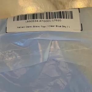 NWT Quince Women's Italian Demi Bikini Top Clear Blue Sky Size Large thumbnail 8