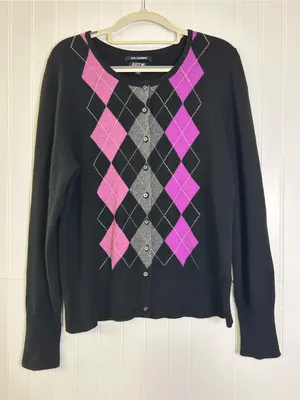 Apt. 9 Women's Argyle Cashmere Sweater Size Large thumbnail 1