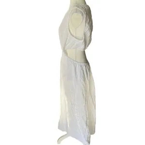 The Drop White 100% Linen O-Ring Cutout‎ Maxi Dress Womens XL Sleeveless Summer thumbnail 5