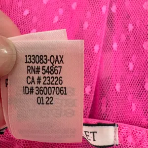 Victoria’s Secret Hot Pink Swiss Dot Sheer Mesh Babydoll Bow Tie Front $80 Small thumbnail 4