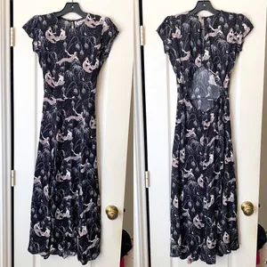 Reformation‎ Dress Gavin Midi Slit Open Back Champagne 0 EUC thumbnail 2