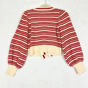 Entro Bow Sweater Top Size Small NWT Stripe Pointelle Knit Whimsical Feminine thumbnail 6