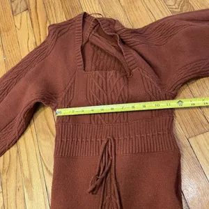 Free People Emmaline Mini Sweater Dress Cut Out Back in Burnt Orange Small‎ thumbnail 10