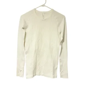 Lululemon Size 4 White Rest Less Pullover Top L/S Thumbhole Textured Athletic thumbnail 2