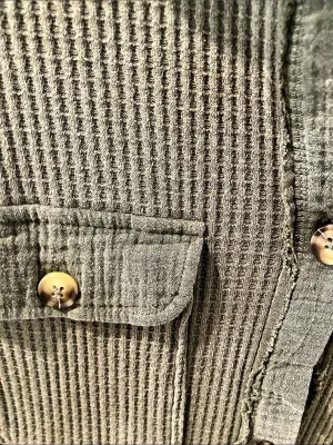 Rewind Waffle Knit Shacket Women's Green Utility Jacket Medium thumbnail 6