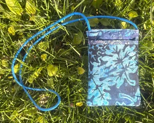 Handmade Little blue boho festival batik patterned/dyed bag with strap thumbnail 1
